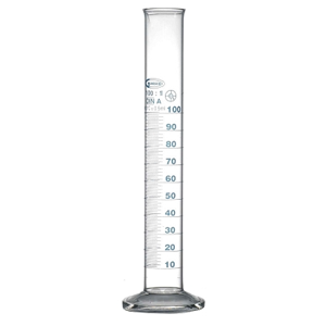 100 ml glass graduated measuring cylinder, used to measure coffee bean density