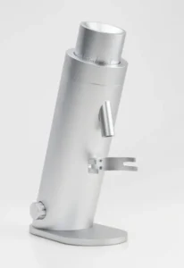 Option-O Lagom P64 single-dose flat burr coffee grinder in silver